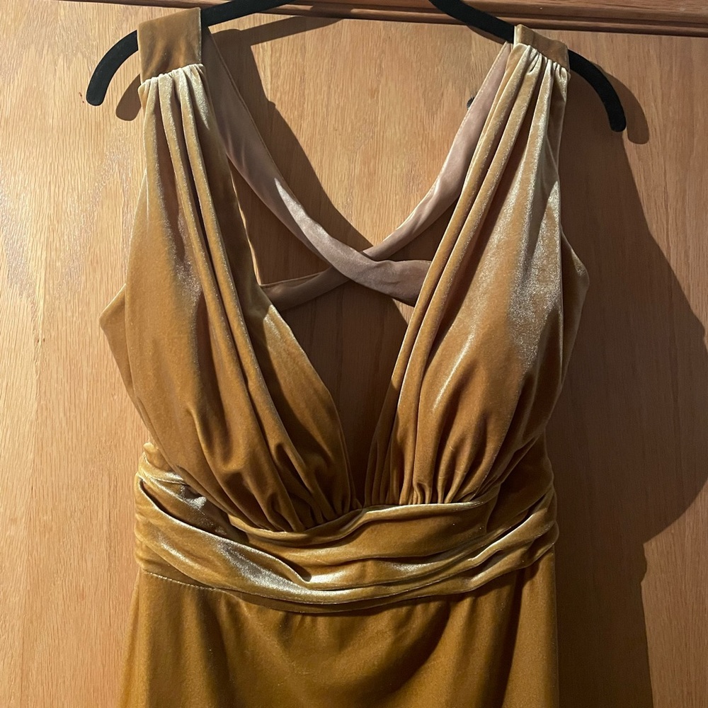 mustard velvet bridesmaid dress